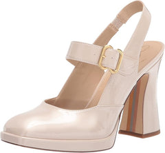 Sam Edelman Jildie Linen Patent Mary Jane Platform Slingback Pumps Sandals
