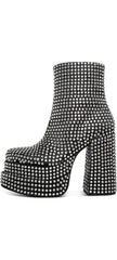 Steve Madden Cobra Black Rhinestone Platform Block High Heel Fashion Ankle Boots