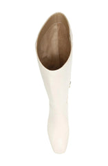 Sam Edelman Leigh 3 Ivory Leather Pointed Toe Spooled Heel Knee High Boots