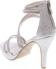 Top Moda Inna-1 Champagne Sandals High Heel Ankle Strap Open Toe Sandals