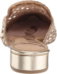 Sam Edelman Clara Gold Metallic Leather Slip On Slides Mules Flats Slides