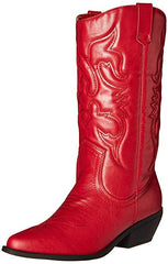 Soda Red Reno Western Cowboy Pointed Toe Knee High Pull On Tabs Boots (8)