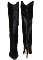 Schutz Maryana Welt Wild Black Pull On Pointed Toe High Stiletto Heel Tall Boots