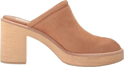 Dolce Vita Camdin Praline Nubuck Slip On Block Heel Rounded Toe Heeled Sandals