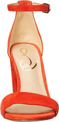 Sam Edelman Yaro Bright Poppy Ankle Strap Open Round Toe Block High Heel Sandals