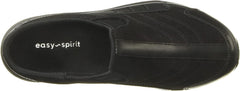 Easy Spirit Travel Time Black Round Leather Comfort Closed Toe Slip On Mule Clog Wide