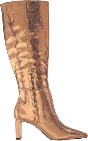 Sam Edelman Sylvia Deep Gold Athletic Calf Pointed Toe Block Heel Knee High Boot