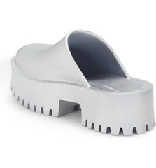 Jeffrey Campbell Clogge Silver Fashion Slip On Slide Chunky Platform Sandals
