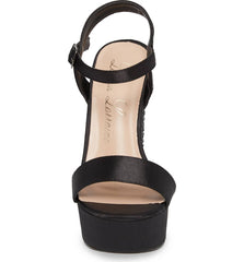 Lauren Lorraine Carly Black Platform Wrapped Heel Sandals