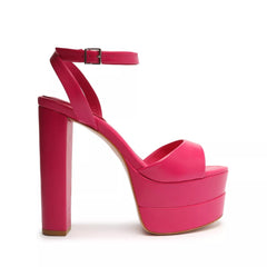 Schutz Kaila Hot Pink Womens Platform Dress High Heeled Ankle Strap Sandals