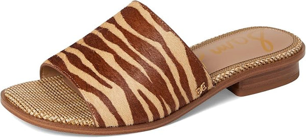 Sam Edelman Sabrina Beechwood Multi Squared Open Toe Slip On Mules Sandals