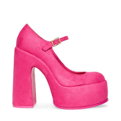 Steve Madden Elyssa Pink Block Heel Retro Mary Jane Velvet Platform Pumps