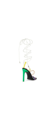 Steve Madden Unique Multi Strappy Tie Up Stiletto Heel Open Toe Heeled Sandals
