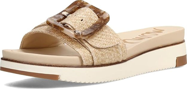Sam Edelman Ariane Eggshell Weave Open Toe Wedge Platform Leather Wide Sandals