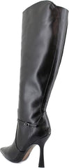 Sam Edelman Elia Black Leather Wide Calf Pointed Toe Stiletto Heeled Tall Boots