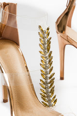 Liliana Leska-55 Rose Gold Diamonds T-Strap Dress Open Toe High Heel Sandals