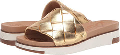 Sam Edelman Adaley Dark Gold Open-Toe Slip-On Platform Leather Slide Sandal