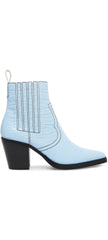 Steve Madden Geniva Light Blue Crocodile Pull On Square Toe Classic Western Boot