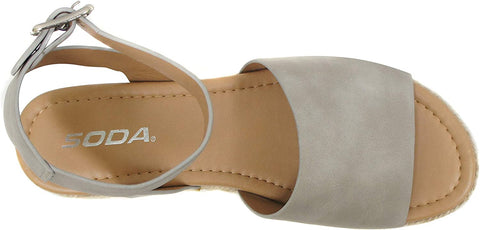 Soda Topics Dove Grey Espadrille Ankle Strap Studded Open Toe Platform Sandals