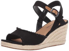 Lucky Brand Mindra Black Open Toe Platform Summer Espadrille Wedge Sandals (8, Black)