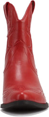 Soda Rigging Red Pu Pull On Pointed Close Toe Cowgirl Western Ankle Boots Wide
