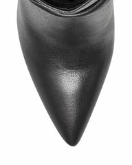 Vince Camuto Ambie Black Leather Slouch Pointed Boot Mid Calf Block Heel Booties