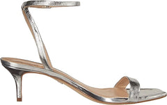 Sam Edelman Rayelle Soft Silver Ankle Strap Open Toe Kitten Heeled Dress Sandals