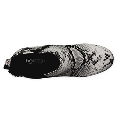 REFRESH CLUB-01 Elastic Panel Brown Slip On Chunky Heel Ankle Booties Snake (7, Snake)