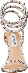 Steve Madden Bali Black/White Snake Stiletto Heel Ankle Strap Heeled Sandals