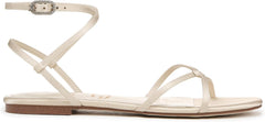 Sam Edelman Ellina Modern Ivory Satin Open Toe Strappy Ankle Strap Flat Sandals