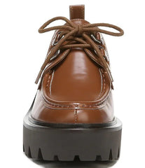 Sam Edelman Monna Mocha Leather Chunky Heel Lace Up Almond Toe Fashion Loafers