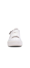 Steve Madden Catchme White Patent Rounded Closed Toe Lace Up Side Zipper Sneaker