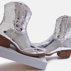 Circus by Sam Edelman Josephina Soft Silver Pointed Toe Heeled Western Booties