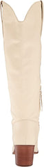 Sam Edelman Britten Ivory Squared Toe Block Heel Leather Knee High Western Boots
