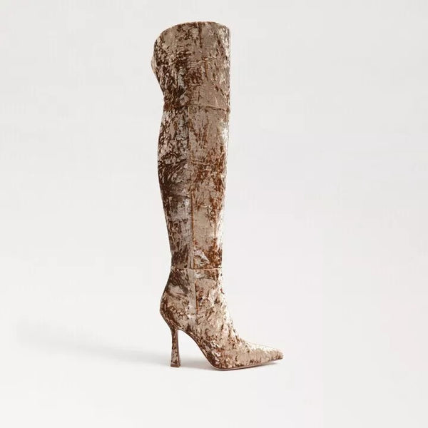 Sam Edelman Eva Prosecco Velvet Fashion Pointed Toe Over The Knee Dress Boots