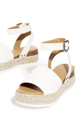 Soda Topics Off-White Espadrille Ankle Strap Studded Open Toe Platform Sandals