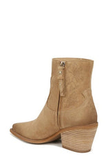 Sam Edelman Wilda Golden Caramel Stacked Block Heeled Pointed Toe Western Boots