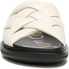Sam Edelman Vaugn Modern Ivory Strappy Slip On Open Toe Slides Flats Sandals