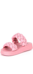 Steve Madden Hillary Pink Slip On Rounded Open Toe Platform Braided Sandal