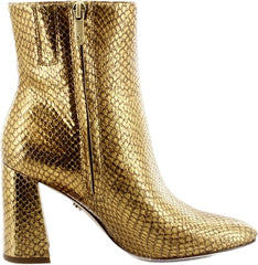 Sam Edelman Daria Medallion Gold Snake Pointed Toe Block Heeled Ankle Boots