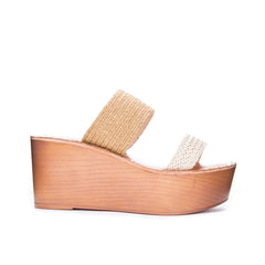 Chinese Laundry Wind Espadrille-Style Platform Sole Sandal-Tan/Cream Stretch