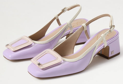 Sam Edelman Tracie Orchid Blossom/Porcelain Slingback Squared Toe Buckle Pumps
