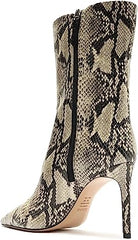 Schutz Mary Natural Snake Side Zipper Pointed Toe Stiletto Heel Ankle Boots
