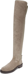 Sam Edelman Narisa Dark Taupe Suede Chunky Heel Rounded Toe Over The Knee Boots