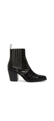 Steve Madden Geniva Black Crocodile Pull On Cowboy Classic Western Boots