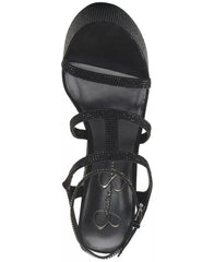 Jessica Simpson Meitini Black Rhinestone Platform Open Toe Strappy Dress Pumps