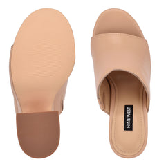 Nine West Flower Warm Blush Slip On Rounded Open Toe Retro Platform Sandals