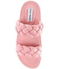 Steve Madden Hillary Pink Slip On Rounded Open Toe Platform Braided Sandal