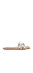 Steve Madden Leandra Clear Embellishment Detailed Squared Toe Slip On Sandals