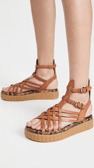 Sam Edelman Geana Saddle Braided Ankle Strap Platform Wedge Gladiator Sandal